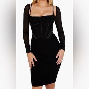 NWT House of CB Ruched Long-Sleeve Dress